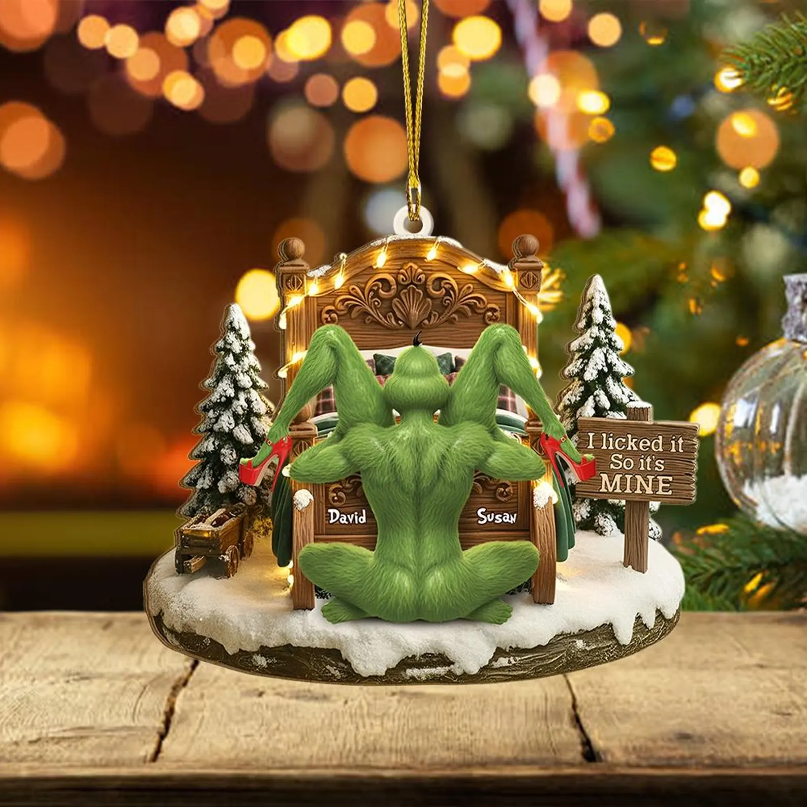 Personalized Grinch Couple I Licked It So It’s Mine Grinchmas Ornament Style 2 - Image 3