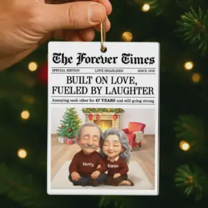Alternative view of Personalized The Forever Times Couple Growing Old Together Christmas Ornament