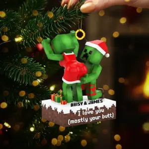 Alternative view of Personalized Funny Couple Christmas Ornament Style 1