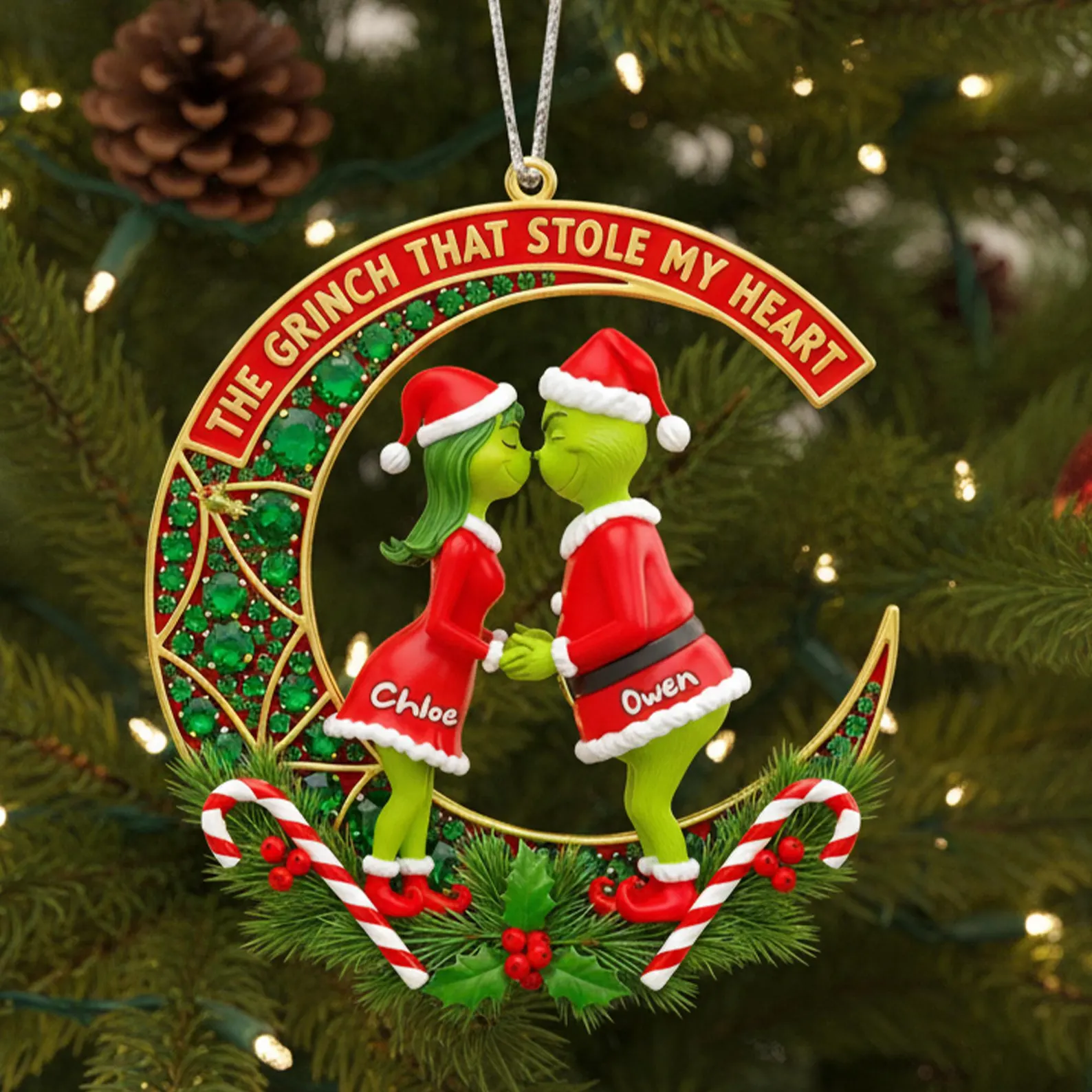 Personalized Grinch Couple The Grinch That Stole My Heart Christmas Ornament - Image 3
