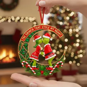 Alternative view of Personalized Grinch Couple The Grinch That Stole My Heart Christmas Ornament