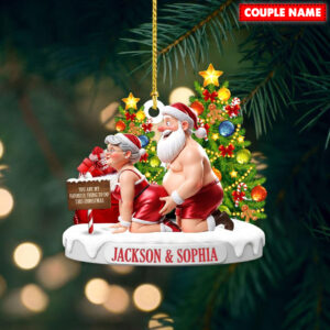 Alternative view of Personalized You Are My Favorite Thing To Do This Christmas Funny Couple Christmas Ornament