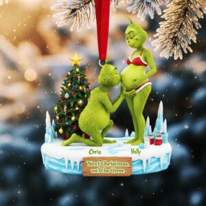 Personalized Grinch Couple Pregnant Christmas Ornament