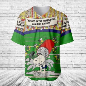 Alternative view of You're in the Super Bowl, Charlie Brown Baseball Jersey