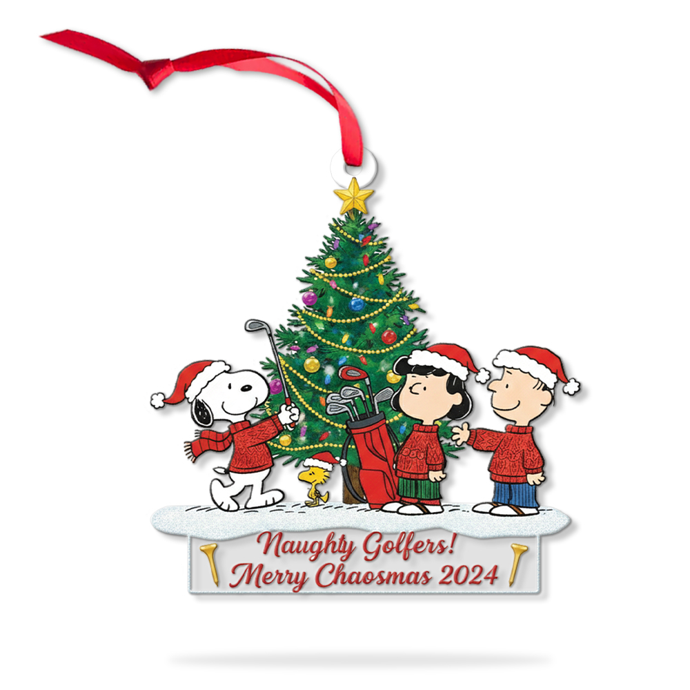 Snoopy Naughty Golfers Merry Chaosmas Christmas Ornament - Image 9