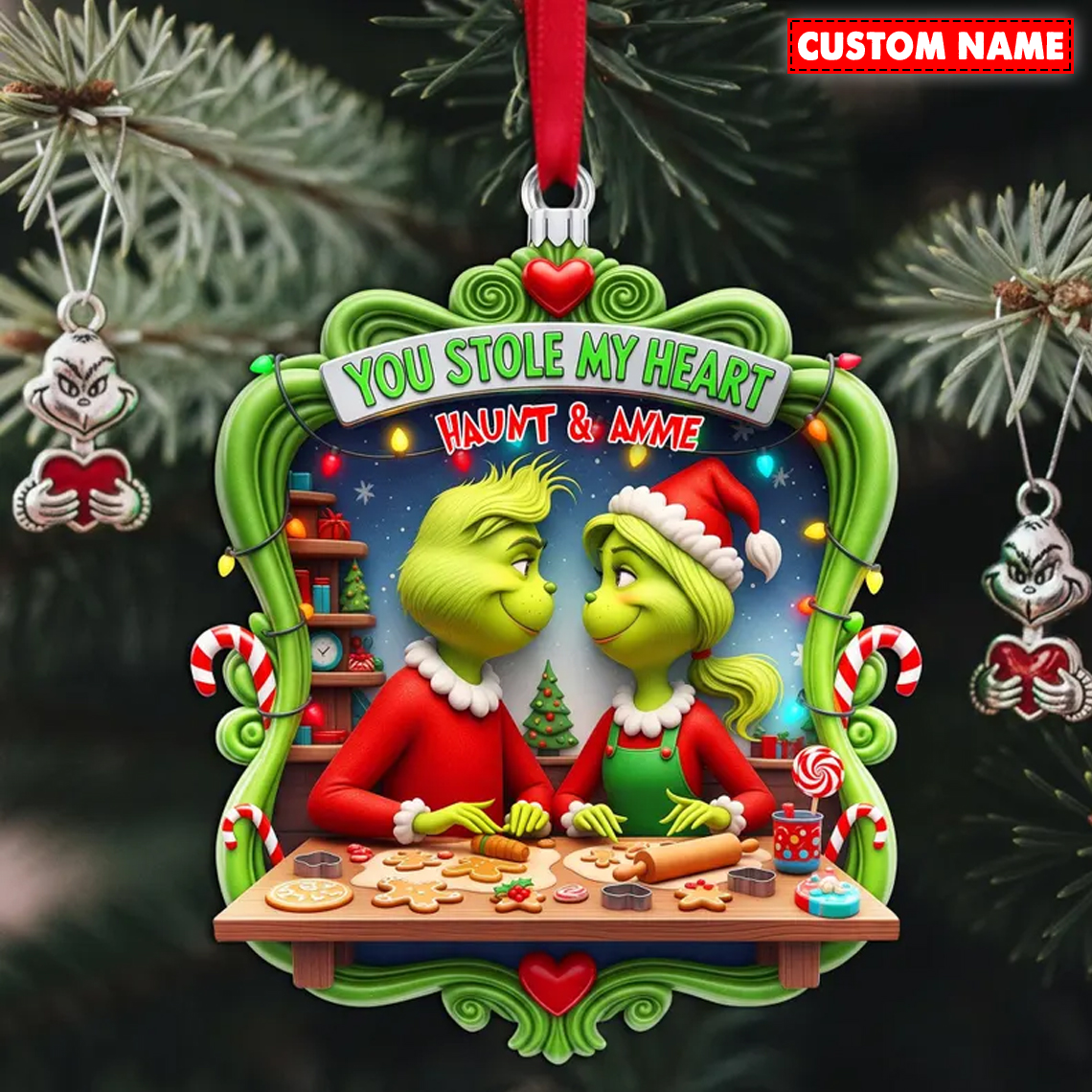 Personalized You Stole My Heart Grinchmas Christmas Ornament 115408 - Image 2