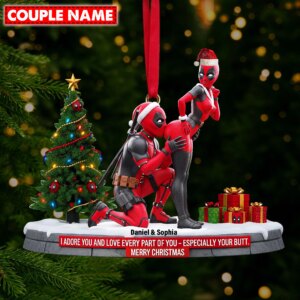 Personalized Funny Red Masked Couple Ornament