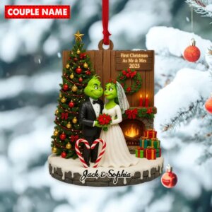 Personalized Merry Grinchmas Mr Mrs Anniversary Christmas Ornament