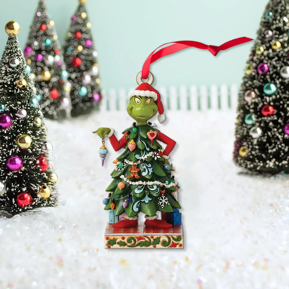 Personalized Grinch Dressed As Tree Christmas Ornament - Image 3