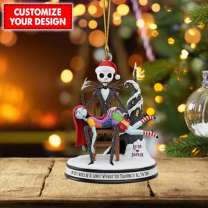 Personalized Humorous Jack and Sally Christmas Ornament
