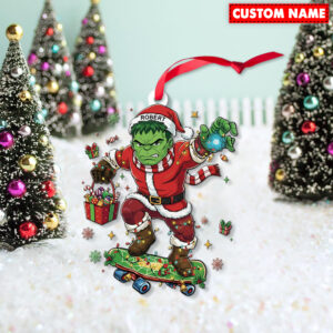 Alternative view of Personalized Hulk Christmas Ornament