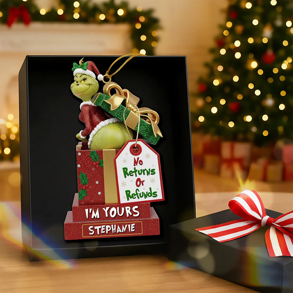 Personalized Gifts For Couple I'm Yours Grinch Christmas Ornament - Image 5