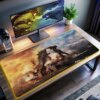 Godzilla on ship LED Desk Mat