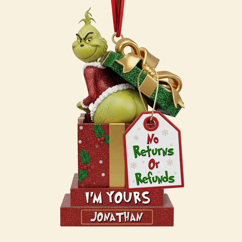 Personalized Gifts For Couple I'm Yours Grinch Christmas Ornament - Image 2