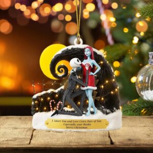 Alternative view of Personalized Jack and Sally Nightmare Before Christmas Ornament