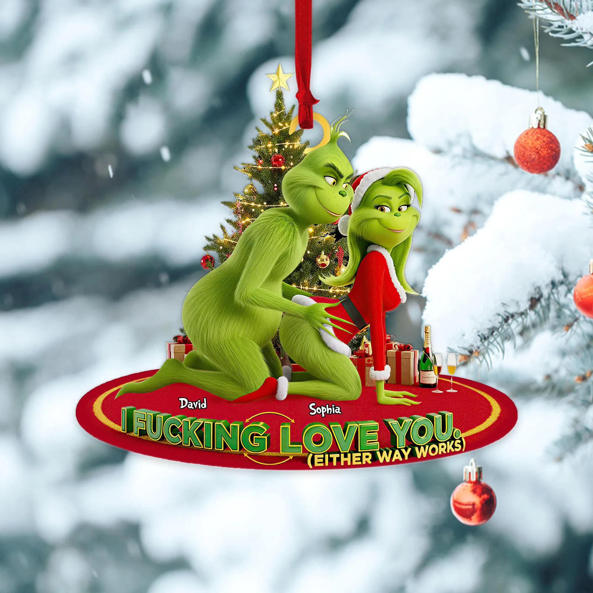 Personalized Merry Grinchmas Mr Mrs Ornament - Image 4