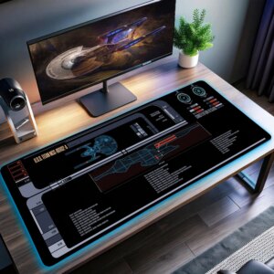 Star Trek Neo-Constitution U.S.S. Titan NCC-80102-A/USS Enterprise (NCC-1701-G) LED Desk Mat