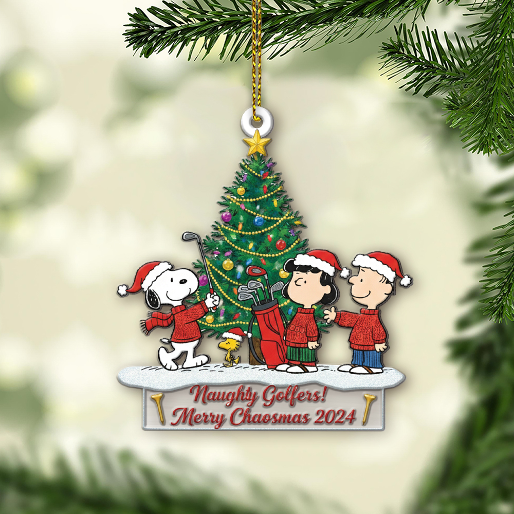 Snoopy Naughty Golfers Merry Chaosmas Christmas Ornament - Image 4