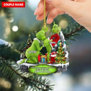 Alternative view of Personalized Merry Grinchmas Mr Mrs Christmas Ornament