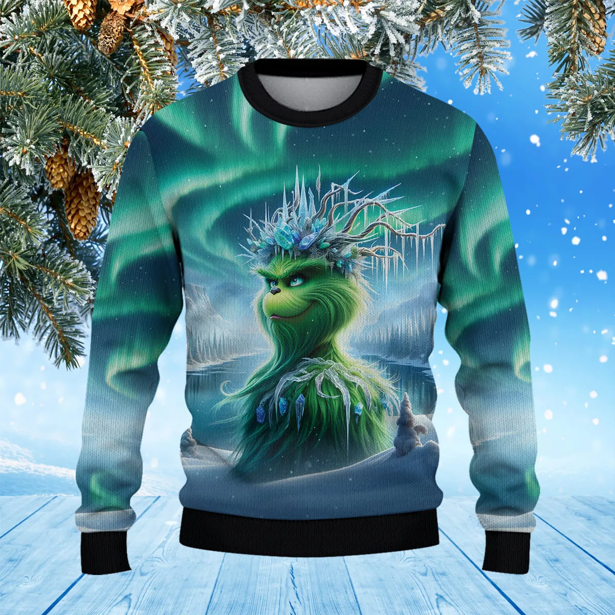 Winter Wonderland Grinch Christmas Knitted Sweater - Image 2