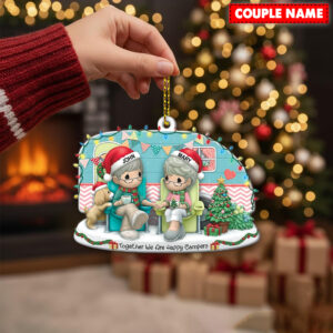 Alternative view of Personalized Together We Are Happy Campers Christmas Ornament