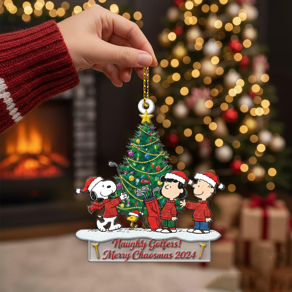 Snoopy Naughty Golfers Merry Chaosmas Christmas Ornament - Image 3