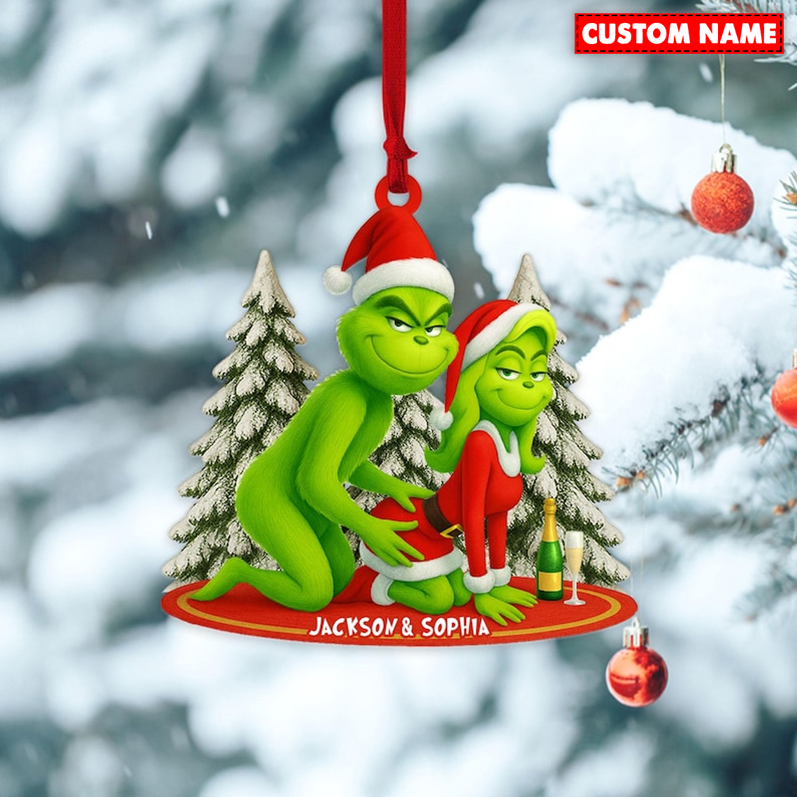 Personalized Funny Green Monster Couple Christmas Ornament 115400 - Image 4