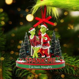 Alternative view of Personalized Spank Me I've Been Naughty Grinchmas Ornament