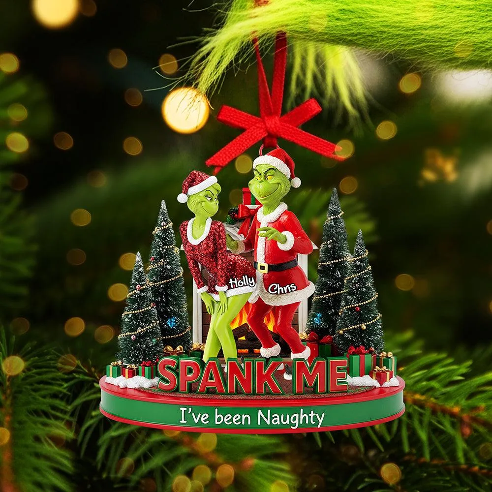 Personalized Spank Me I've Been Naughty Grinchmas Ornament - Image 2