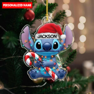 Alternative view of Personalized Disney Stitch Christmas Ornament
