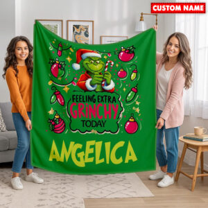 Personalized Grinch Christmas Blanket