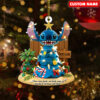 Personalized Stitch With Christmas Light On The Beach Christmas Ornament
