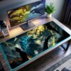 Godzilla in fight blue LED Desk Mat