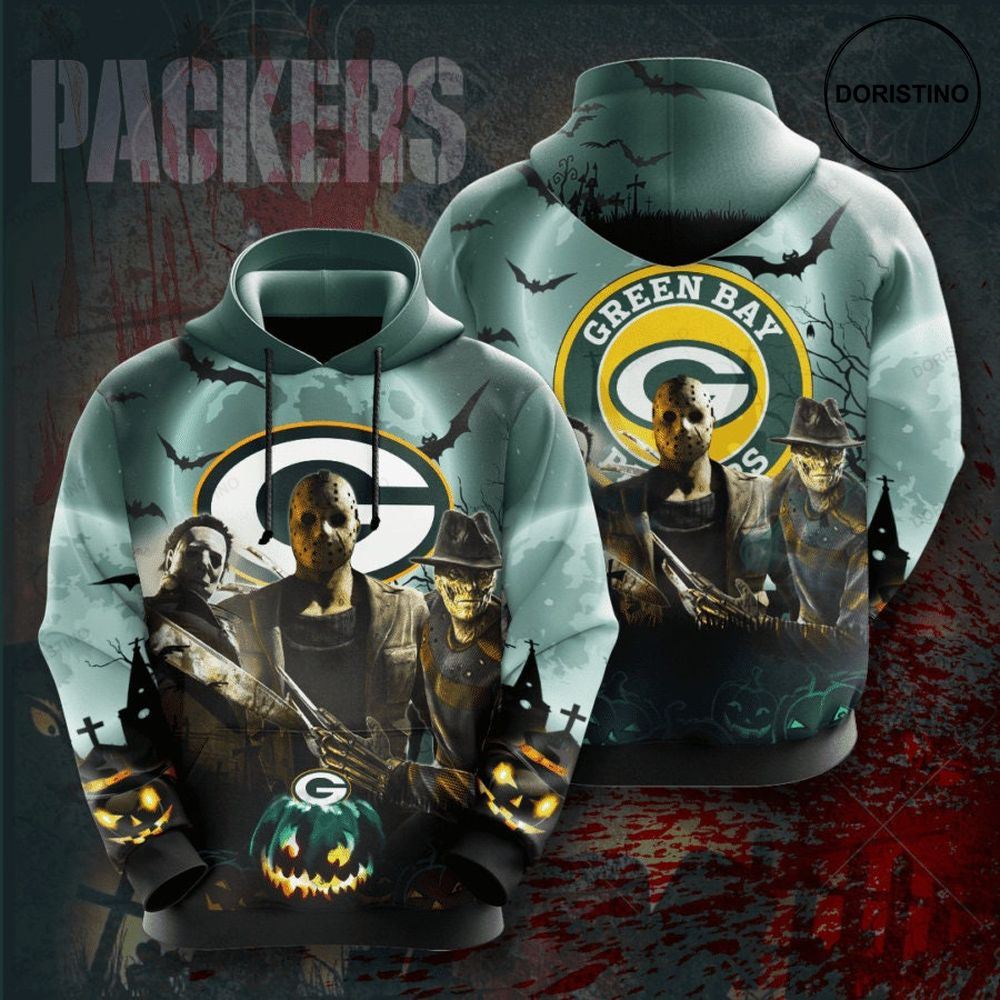 Green Bay Packers 3d 17v9l All Over Print Hoodie
