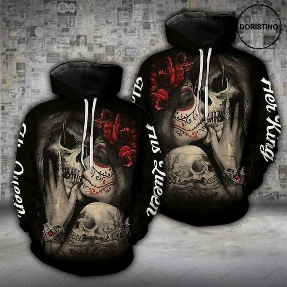 Skull Couple Kissing All Over Print Hoodie