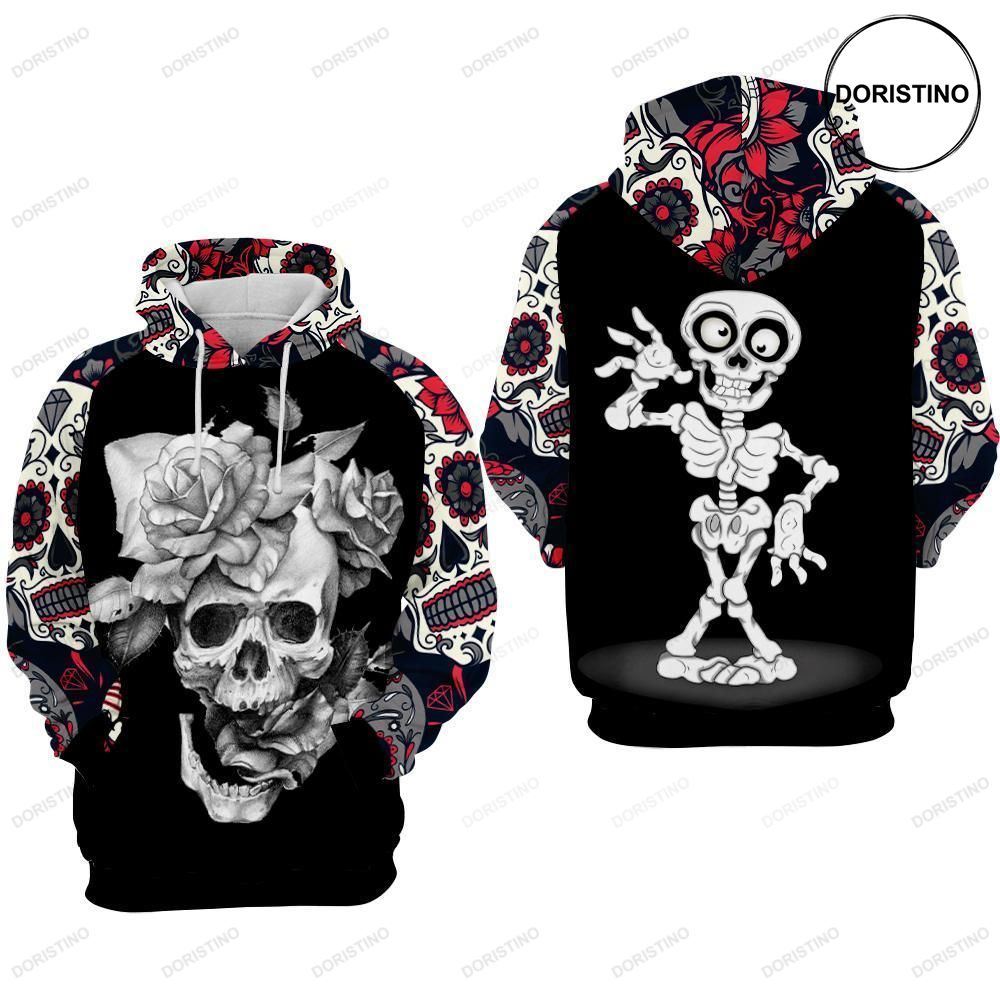 Skull With Flowers Awesome 3D Hoodie