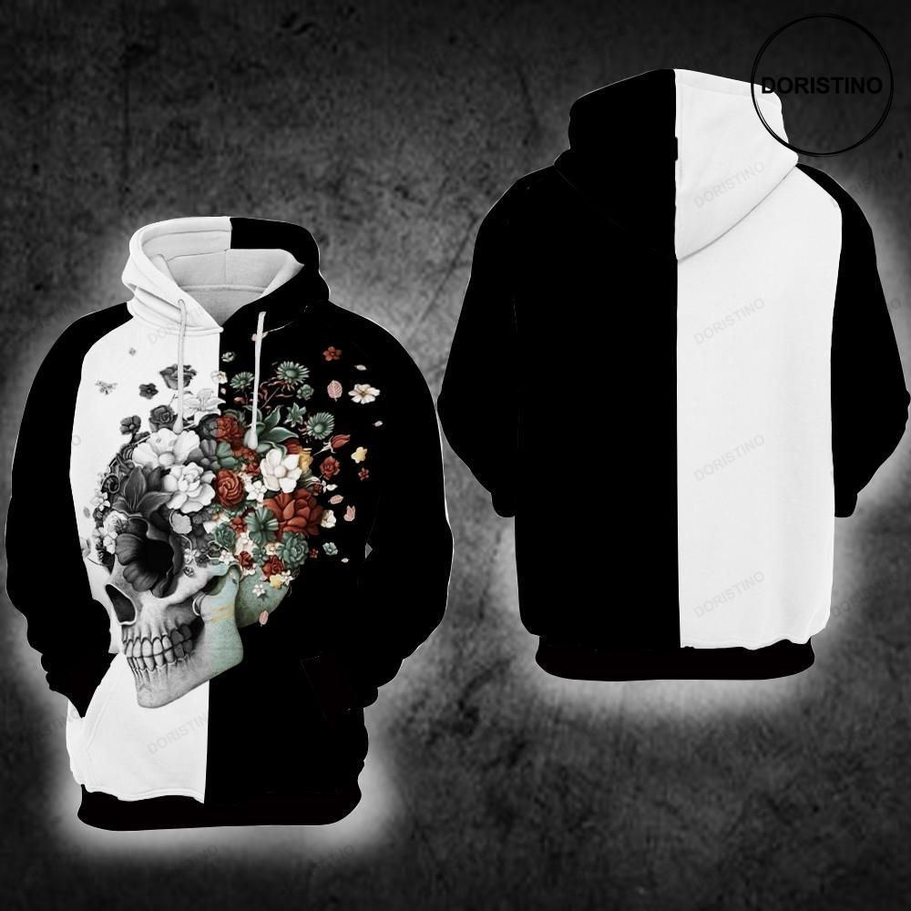 Skulls With Flowers V3 Awesome 3D Hoodie