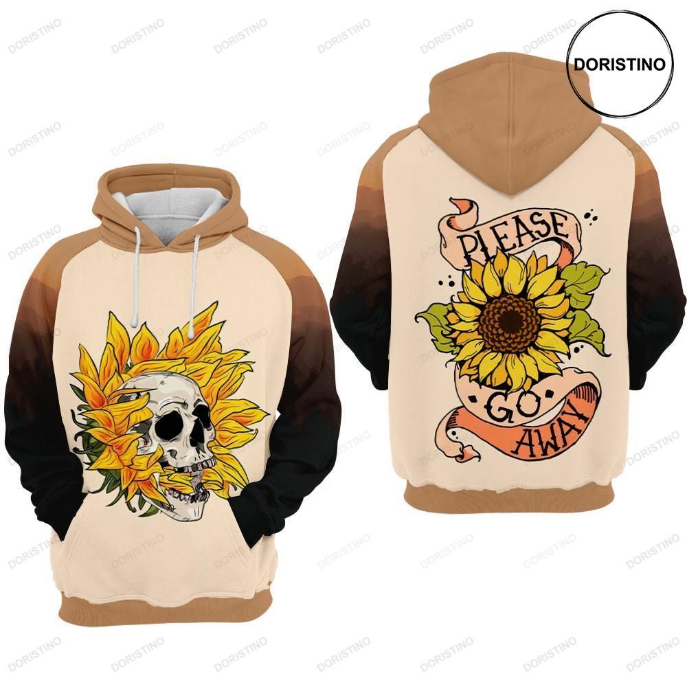 Skulls With Sunflowers Please Go Away Limited Edition 3d Hoodie