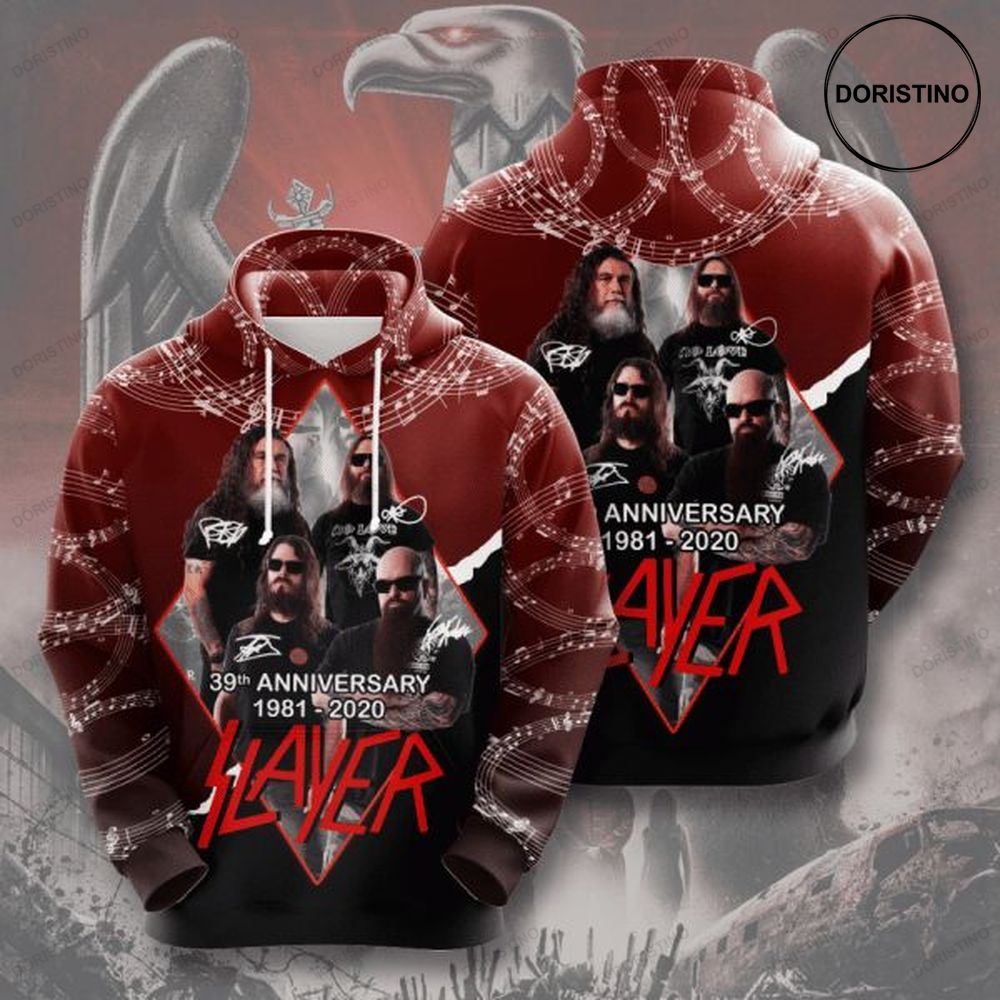 Slayer 39th Anniversary 1981 2020 Signature Design Gift For Fan Custom Ed All Over Print Hoodie
