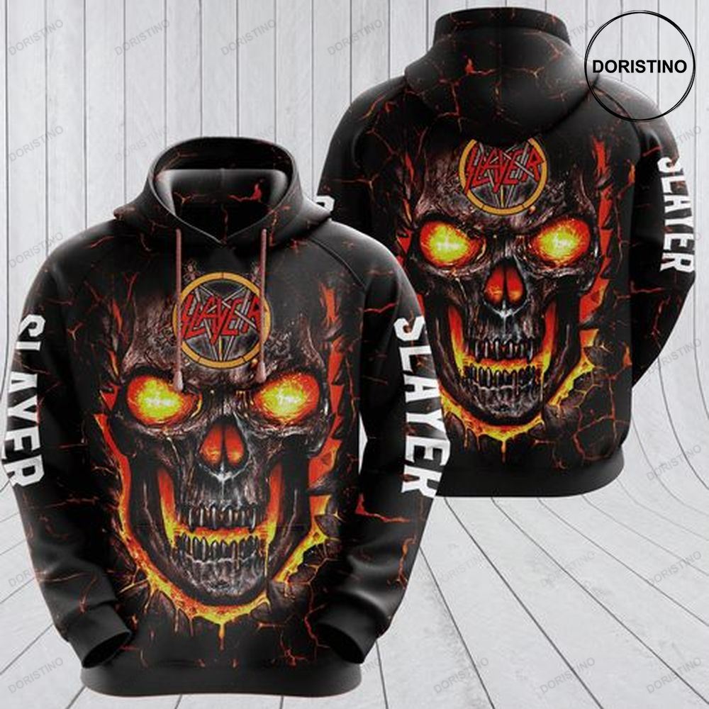 Slayer Rock Band Music Fire Skull Limited Edition 3d Hoodie