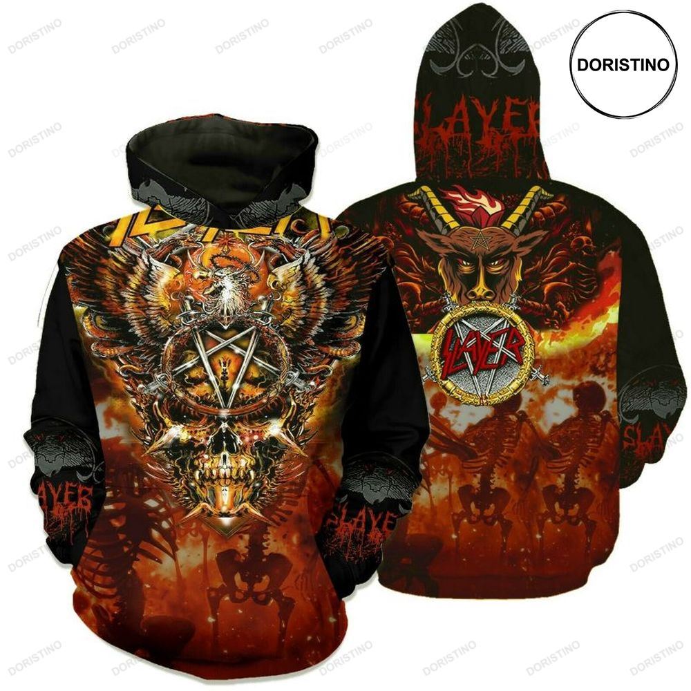 Slayer Rock Band Music X Skull Awesome 3D Hoodie