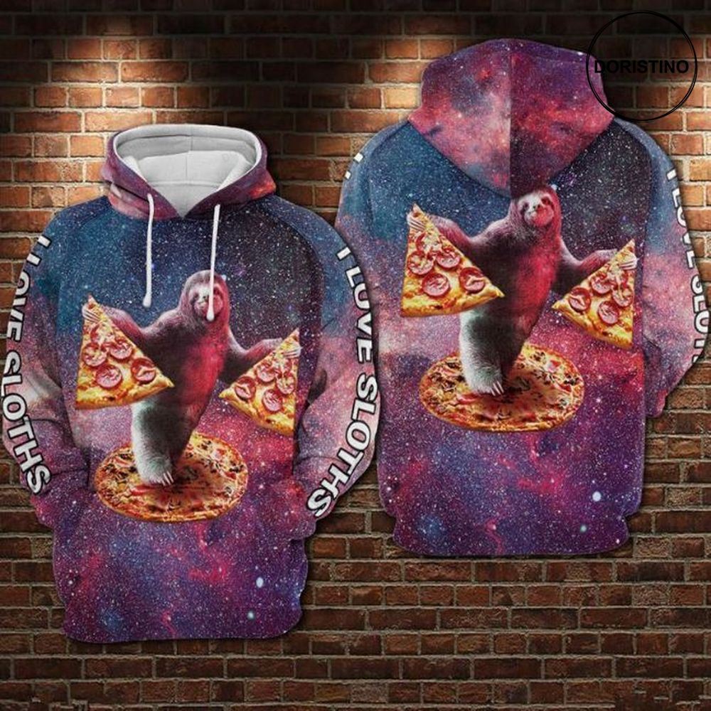 Sloth And Pizza All Over Print Hoodie