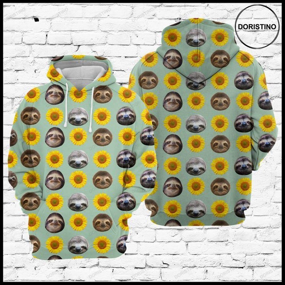Sloth And Sunflowers All Over Print Hoodie