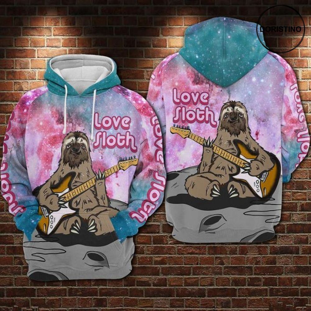 Sloth Playing Guitar Limited Edition 3d Hoodie