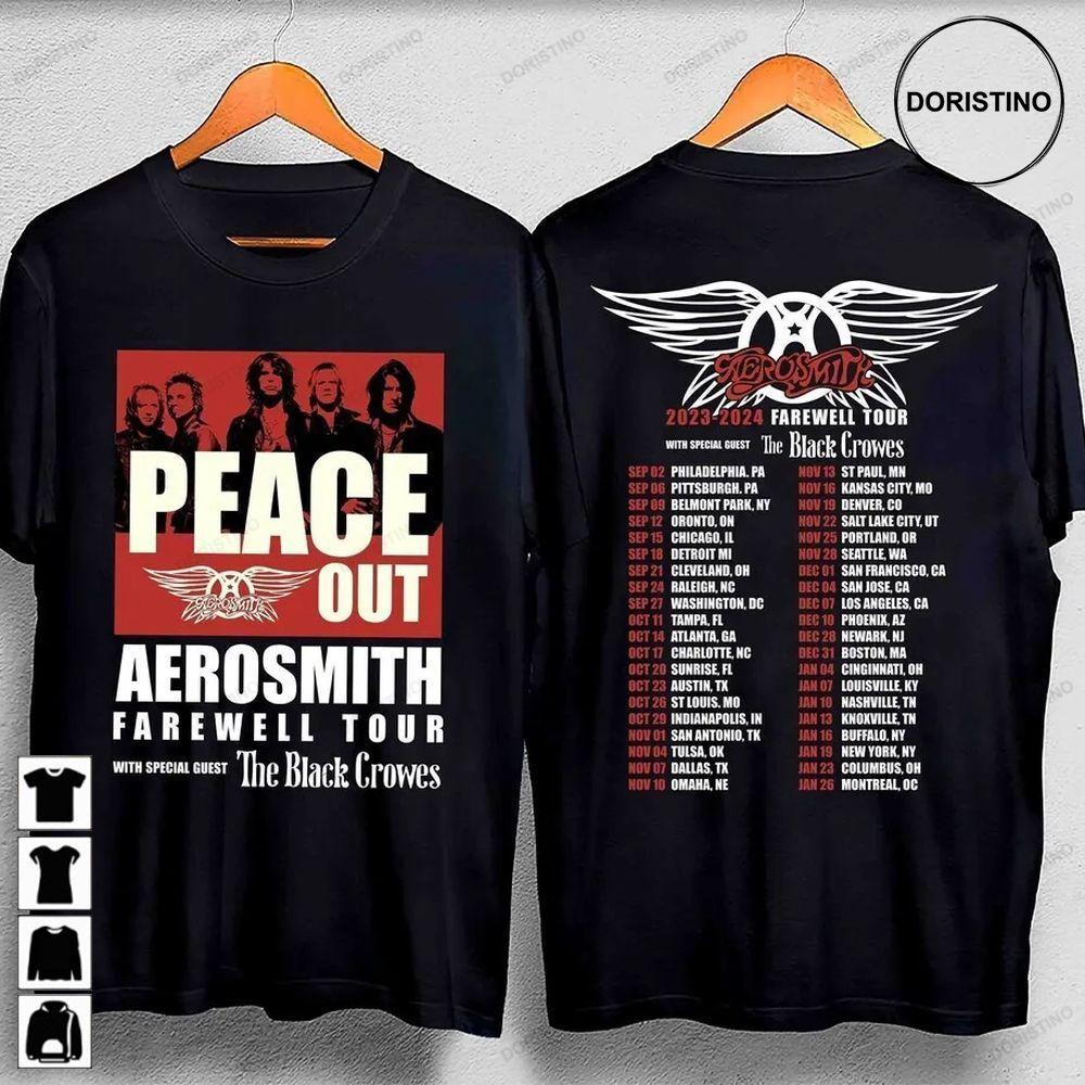 Aerosmith With The Black Crowes Peace Out Farewell Tour 2024 Double Sides Shirt