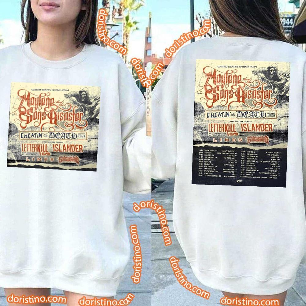 Cheatin On Death Tour 2024 Maylene Sons Of Disaster Letter Kills Double Sides Awesome Shirt