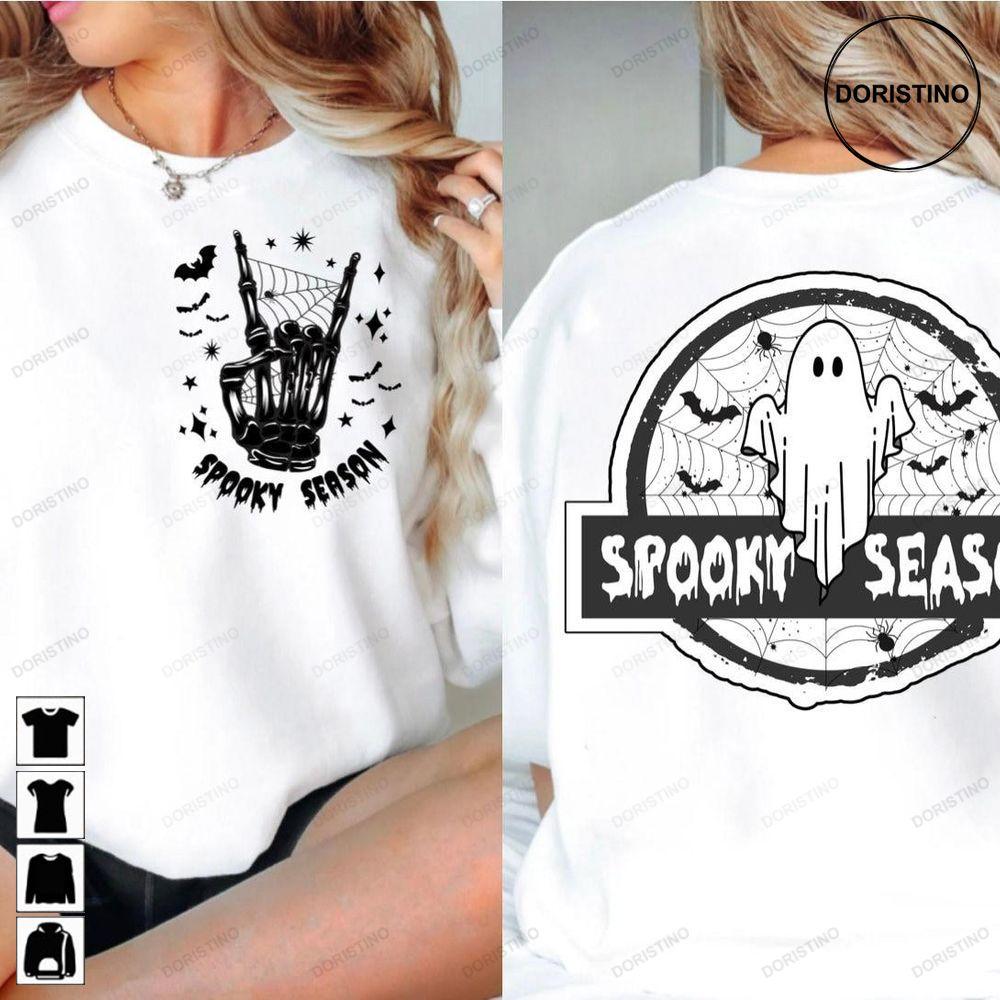 Cute Spooky Ghost Halloween Skeleton Double Sides Shirt