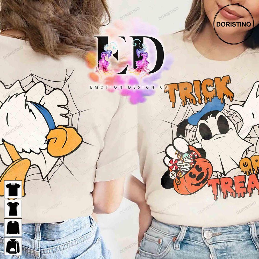 Disney Donald Duck Ghost Trick Or Treat Halloween Mickeys Not So Scary Party Double Sides Shirt
