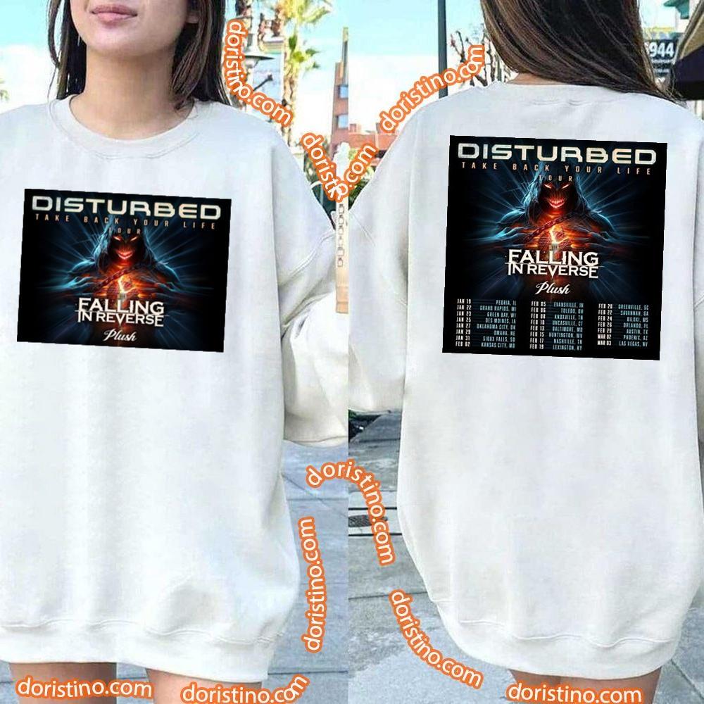 Disturbed Falling In Reverse 2024 Tour Dates Double Sides Awesome Shirt