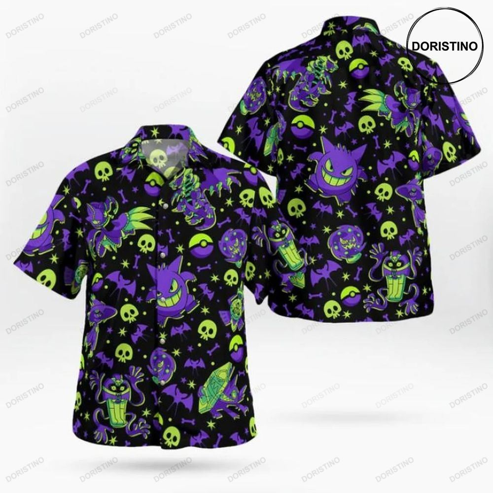 Scary Pokemon Gengar Halloween 3d Limited Edition Hawaiian Shirt